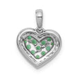 14k White Gold w/Black Rhodium Diamond/Emerald Heart Pendant