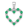 10k White Gold Diamond and Emerald Heart Pendant