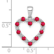 10k White Gold Diamond and .35 Ruby Heart Pendant