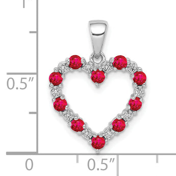 10k White Gold Diamond and .35 Ruby Heart Pendant