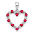 10k White Gold Diamond and .35 Ruby Heart Pendant