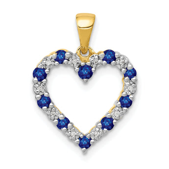 10k Diamond and Sapphire Heart Pendant