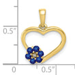 10k Diamond and Sapphire Heart w/ Flower Pendant