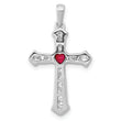 10K White Gold Ruby and Diamond Heart Cross Pendant