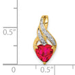 14k Diamond and Created Ruby Polished Heart Pendant