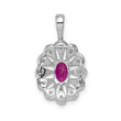 14K White Gold Lab Grown Diamond and Created Ruby Fancy Pendant