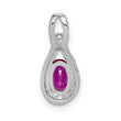 14K White Gold Lab Grown Diamond and Oval Created Ruby Pendant