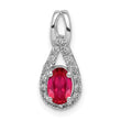 14K White Gold Lab Grown Diamond and Oval Created Ruby Pendant