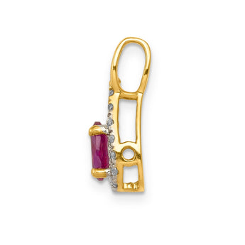 14K Lab Grown Diamond and Created Ruby Pendant