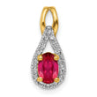 14K Lab Grown Diamond and Created Ruby Pendant