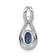 14K White Gold Lab Grown Diamond and Created Blue Sapphire Pendant