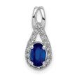 14K White Gold Lab Grown Diamond and Created Blue Sapphire Pendant