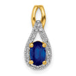 14K Lab Grown Diamond and Created Blue Sapphire Halo Pendant