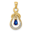 10k Pear Sapphire and Diamond Dangle Pendant