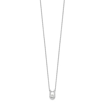 14K White Gold Lab Grown Diamond U-Shape Pendant Necklace