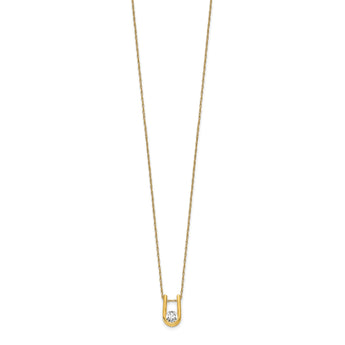 14K Lab Grown Diamond U-Shape Pendant Necklace