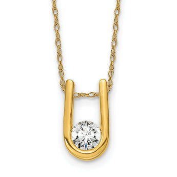 14K Lab Grown Diamond U-Shape Pendant Necklace