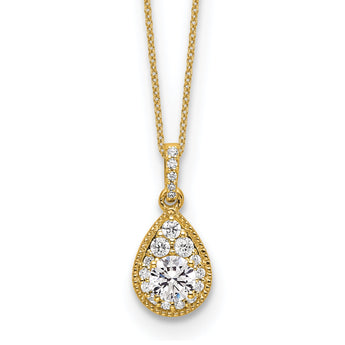 14K Teardrop Complete Lab Grown Diamond Pendant w/ chain
