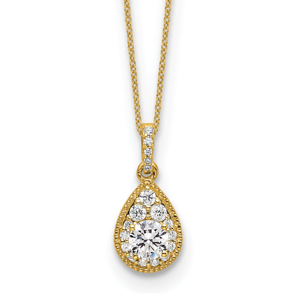 14K Teardrop Complete Lab Grown Diamond Pendant w/ chain