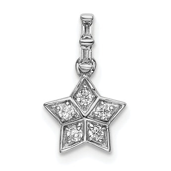 14k White Gold Diamond Star Pendant
