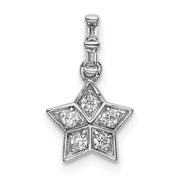 14k White Gold Diamond Star Pendant