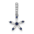 14k White Gold Blue Sapphire and Diamond Star Pendant