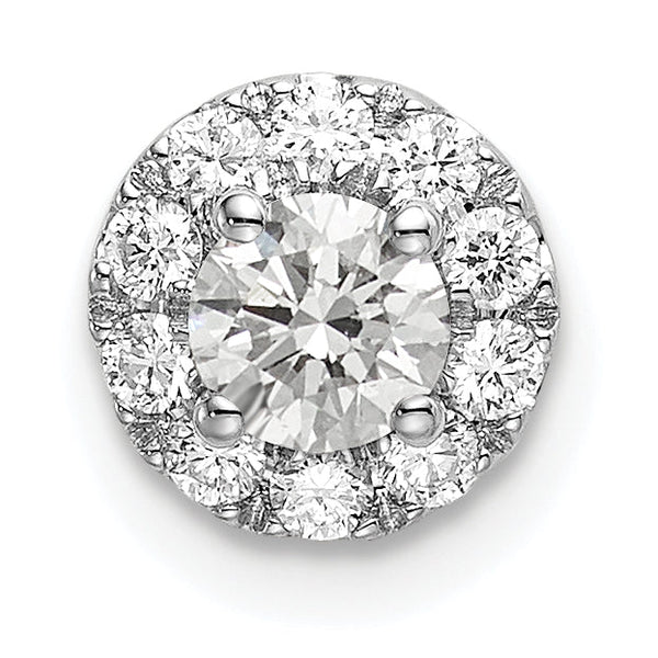 14k White Gold 1/2 carat Lab Grown Diamond VS/SI+ G+ Round Halo Chain Slide Pendant