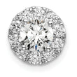 14k White Gold 1 carat Lab Grown Diamond VS/SI+ G+ Round Halo Chain Slide Pendant
