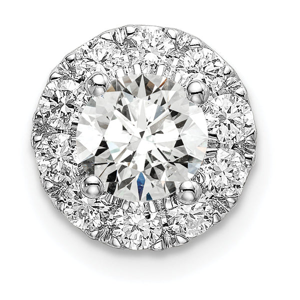 14k White Gold 1 carat Lab Grown Diamond VS/SI+ G+ Round Halo Chain Slide Pendant