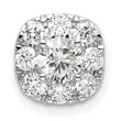 14k White Gold 3/4 carat Lab Grown Diamond VS/SI+ G+ Complete Cushion Halo Chain Slide Pendant - Birthstone Company