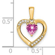 14k Pink Sapphire and Diamond Heart Pendant
