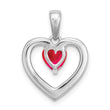 14k White Gold Ruby and Diamond Heart Pendant