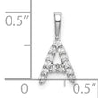 14K White Gold Lab Grown Diamond Letter A Initial Pendant