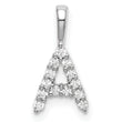 14K White Gold Lab Grown Diamond Letter A Initial Pendant