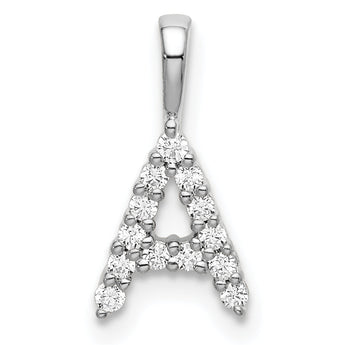 14K White Gold Lab Grown Diamond Letter A Initial Pendant