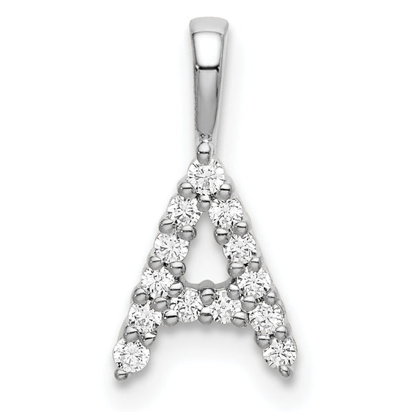 14K White Gold Lab Grown Diamond Letter A Initial Pendant