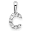 14K White Gold Lab Grown Diamond Letter C Initial Pendant