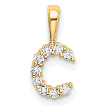 14K Lab Grown Diamond Letter C Initial Pendant