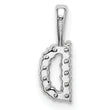 14K White Gold Lab Grown Diamond Letter D Initial Pendant