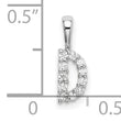 14K White Gold Lab Grown Diamond Letter D Initial Pendant