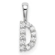14K White Gold Lab Grown Diamond Letter D Initial Pendant