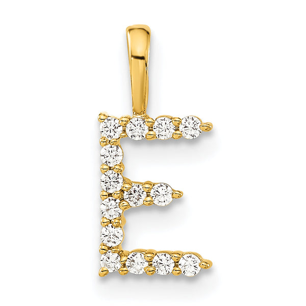 14K Lab Grown Diamond Letter E Initial Pendant