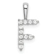 14K White Gold Lab Grown Diamond Letter F Initial Pendant