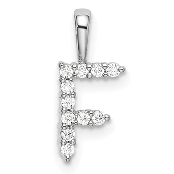 14K White Gold Lab Grown Diamond Letter F Initial Pendant