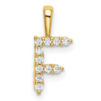 14K Lab Grown Diamond Letter F Initial Pendant