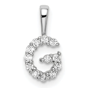 14K White Gold Lab Grown Diamond Letter G Initial Pendant