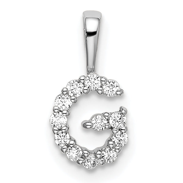 14K White Gold Lab Grown Diamond Letter G Initial Pendant