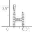14K White Gold Lab Grown Diamond Letter Hnitial Pendant