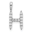 14K White Gold Lab Grown Diamond Letter Hnitial Pendant