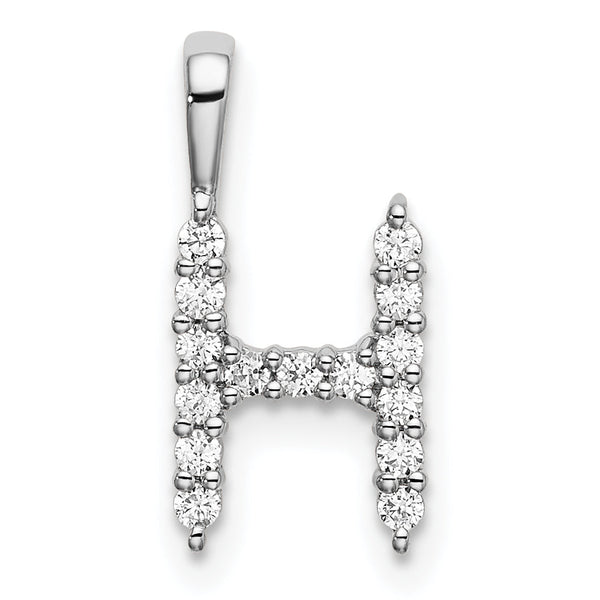 14K White Gold Lab Grown Diamond Letter Hnitial Pendant
